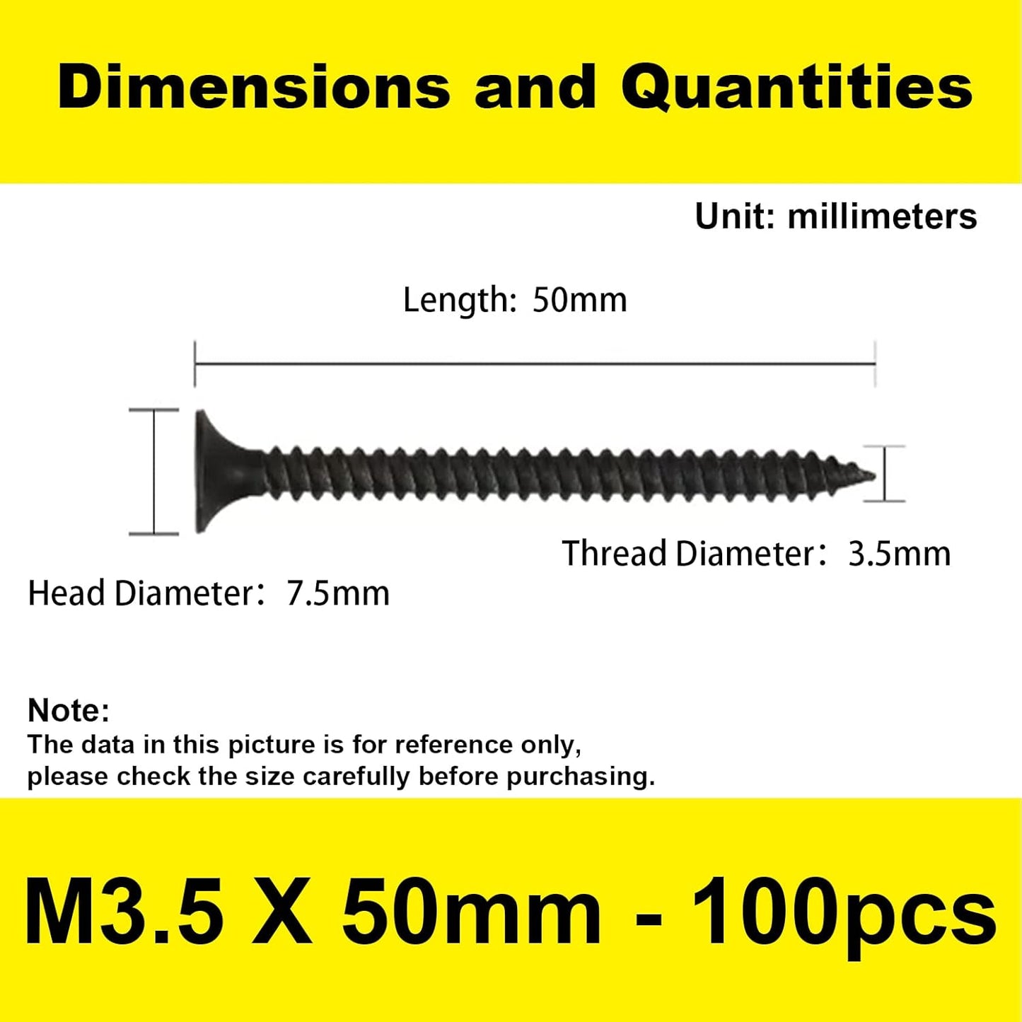 AGASHE #6 x 2'' Wood Screws, Phillips Flat Head Long Screws, Self-Tapping Countersunk Screws, Exterior Wood Screws, Fasteners for Various Woodworking Repairs and DIY Projects (100 pcs)