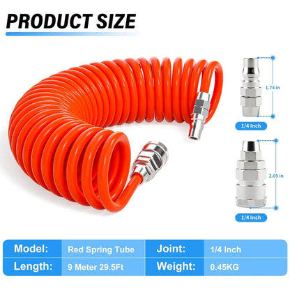 AGASHE PNEUMATIC 1/4 Inch RedPneumatic Spring Tube Air CompressorAccessories Polyurethane Air Pipe AirPressure Hose Spring Tube