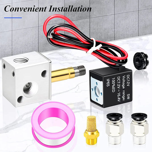 AGASHE PNEUMATIC 1/8 inch NPT12V/24V/110V/220V 3 Way 2 PositionNormally Closed Solenoid ValveSolenoid air Valve 3V1-06