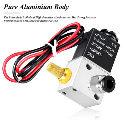 AGASHE PNEUMATIC 1/8 inch NPT12V/24V/110V/220V 3 Way 2 PositionNormally Closed Solenoid ValveSolenoid air Valve 3V1-06